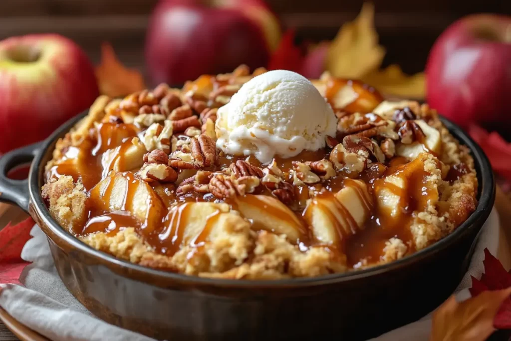 Caramel Apple Dump Cake with a Golden Crust